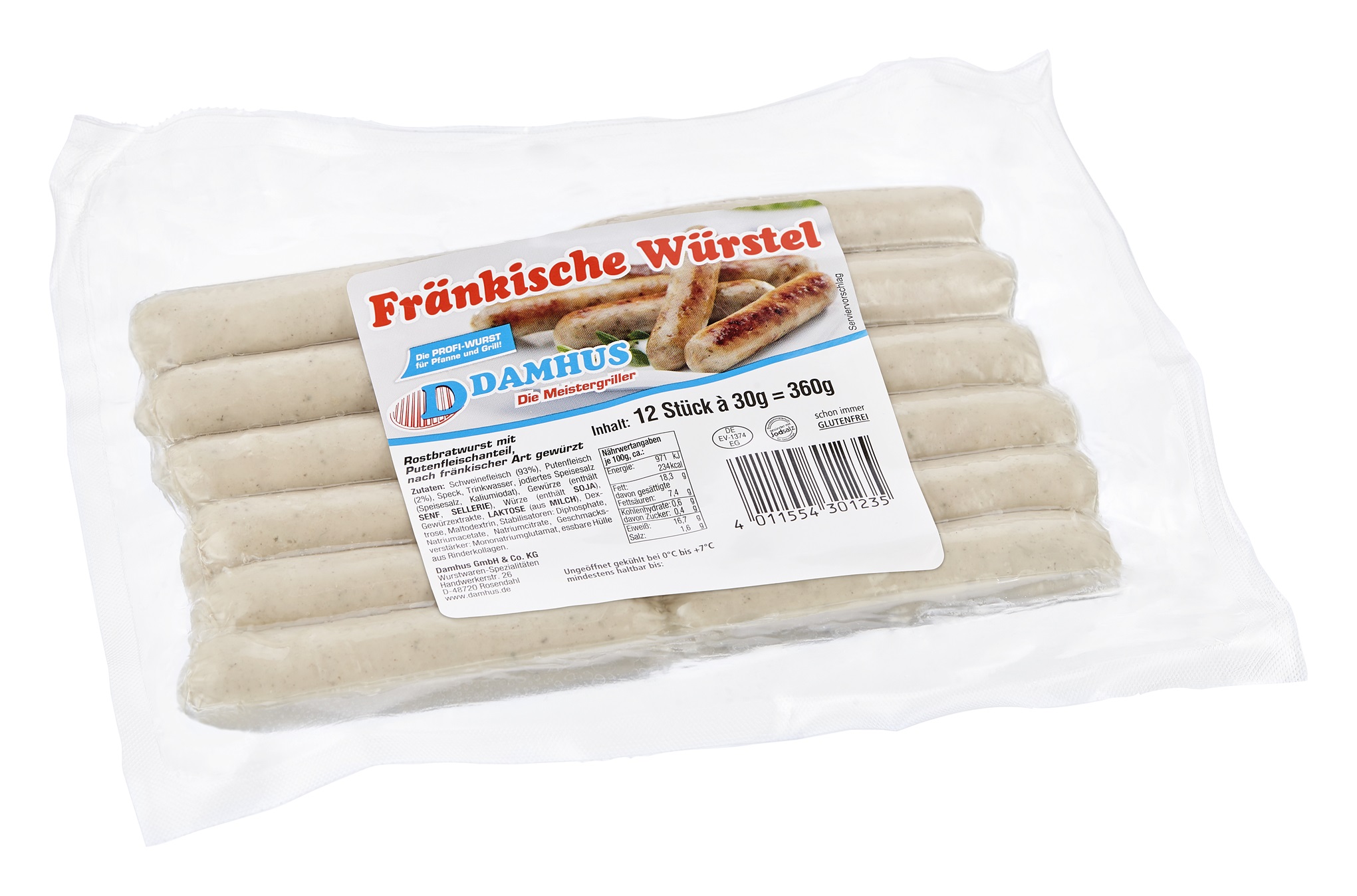 Damhus Mini-Würstel, fränkische Art, 12x30g, EWS-Hülle Mini Würstel fränkischer Art in Folie eingeschweißt